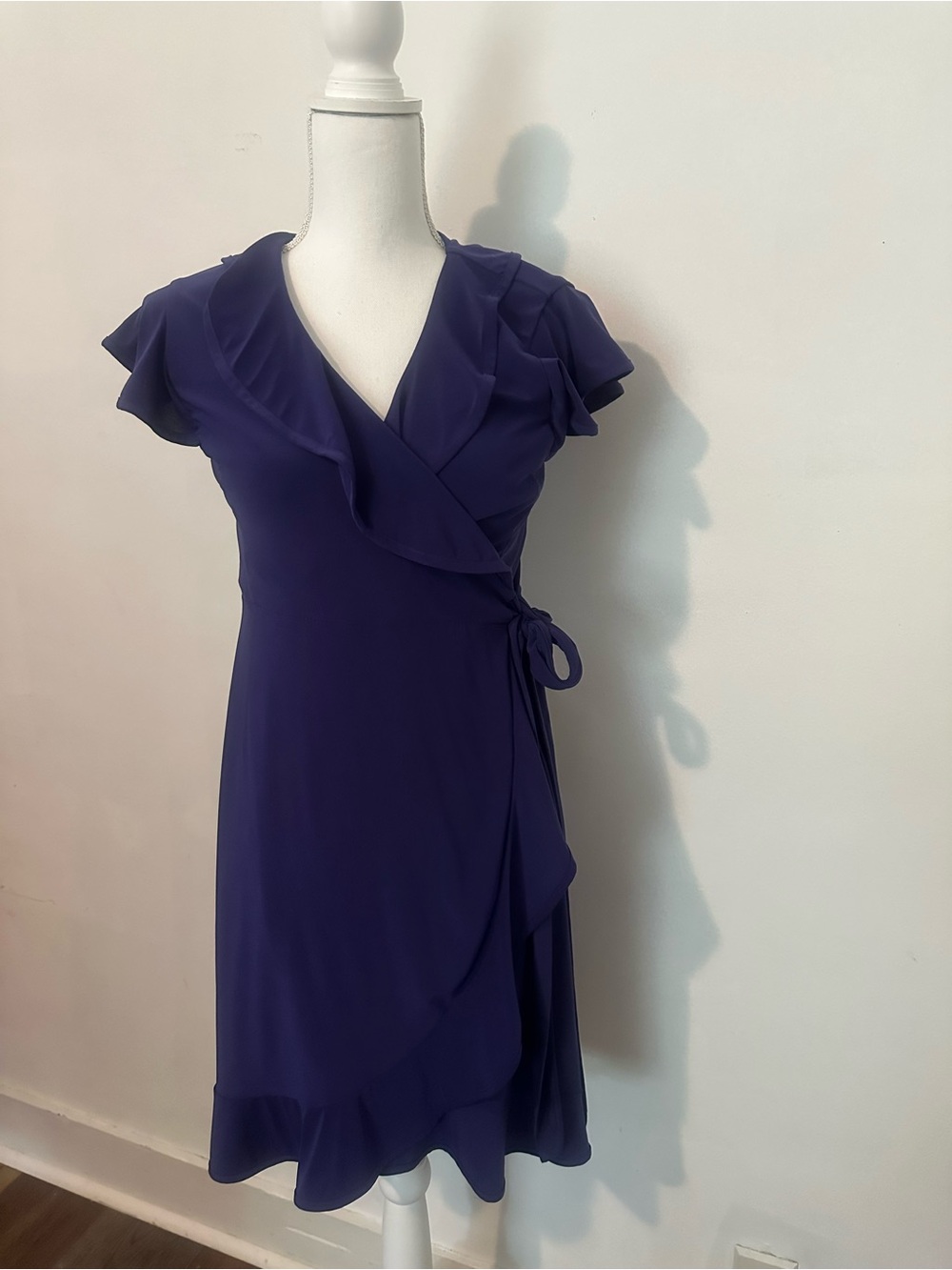 Tiana B. Deep Purple Ruffle Wrap Dress